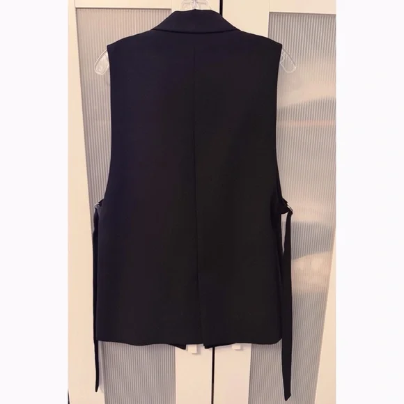 Zara Black Sleeveless Blazer Vest Open Sides Adjustable Size S - Picture 6 of 9